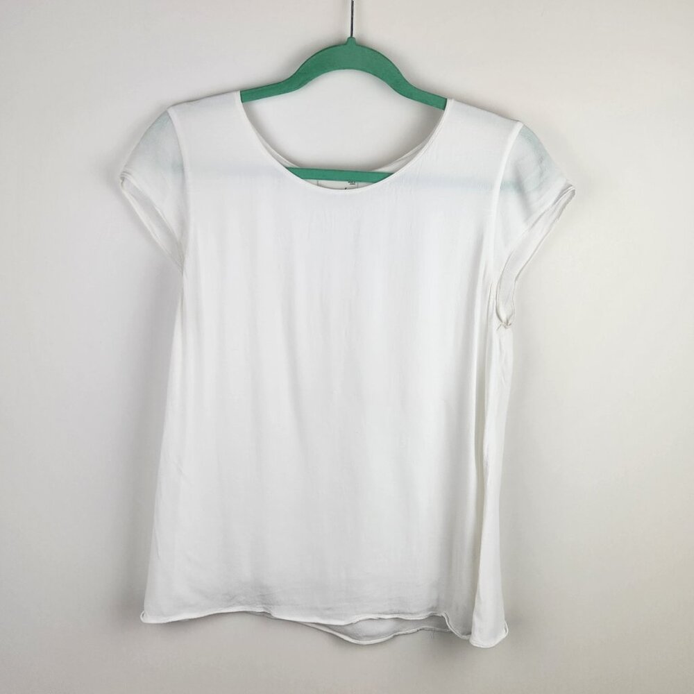 Aritzia Wilfred Free White Juliger Crepe Cap Sleeve Blouse sz M